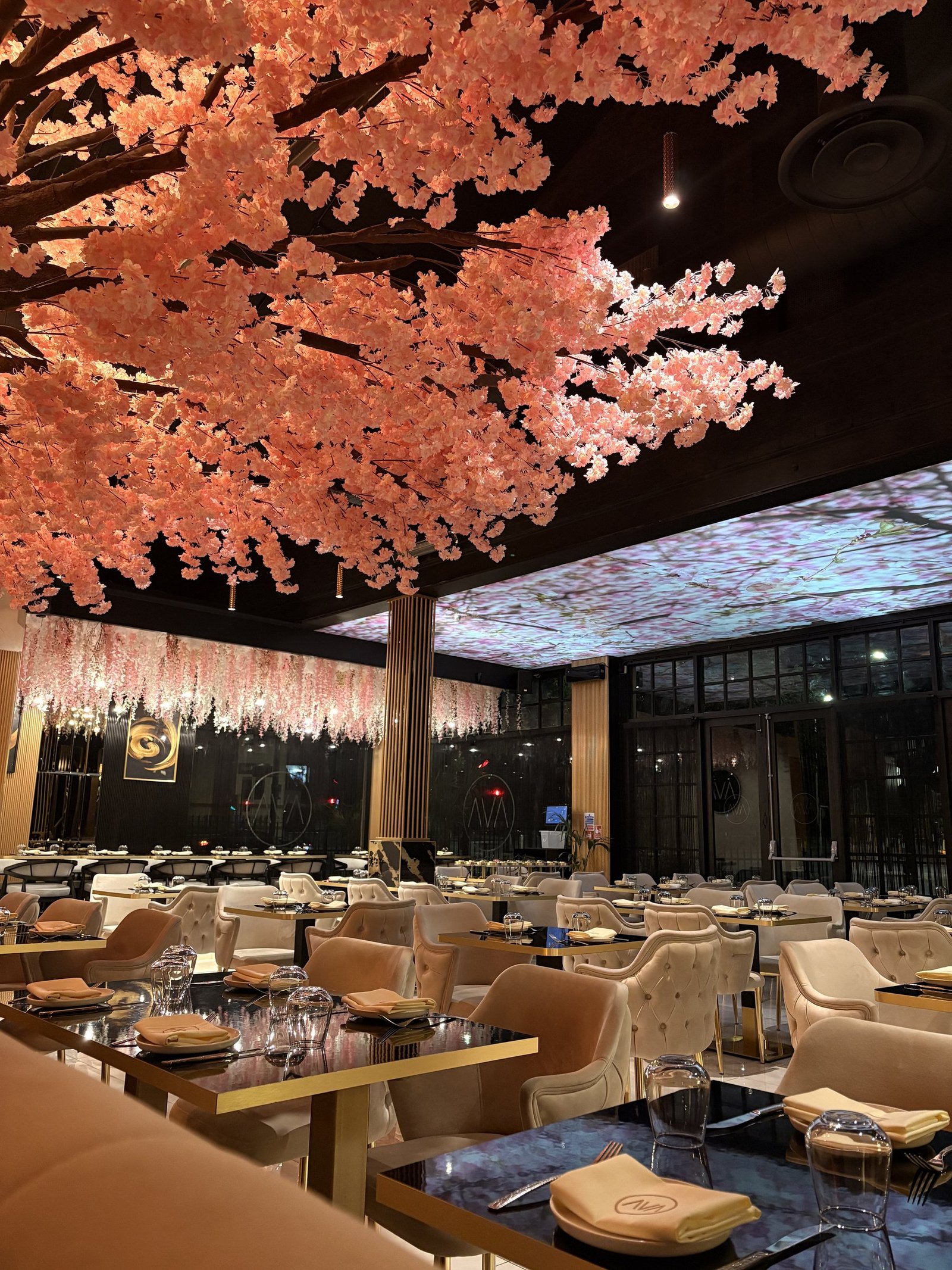 The cherry blossom tree at AVA Steakhouse, Romford